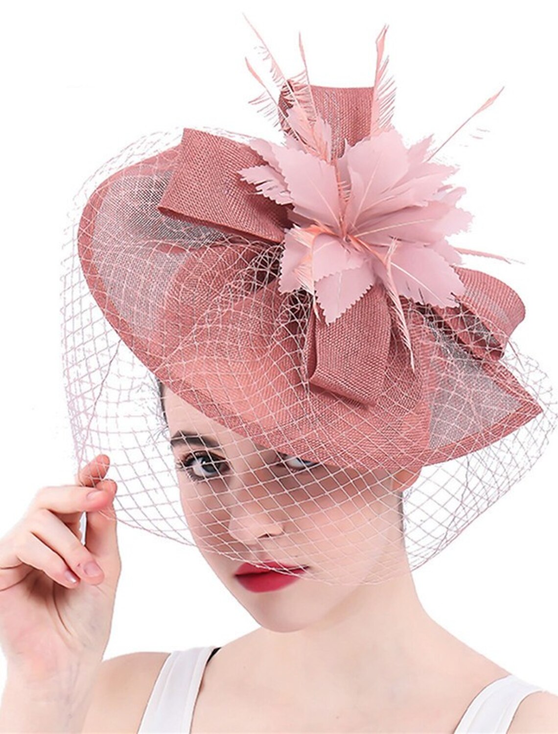 Wholesale Fascinators Hats Headpiece Sinamay Formal Kentucky Derby Horse Race Ladies Day Church Elegant Lady British With Feather Tulle Headpiece Headwear